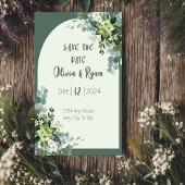 Klassieke Bloemige Groene 'Save the Date' Kaart
