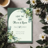 Klassieke Bloemige Groene 'Save the Date' Kaart