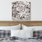 Klassieke Bloemige Moderne Ivoor Grijs Botanisch L Canvas Afdruk (Insitu (Slaapkamer))
