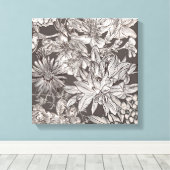 Klassieke Bloemige Moderne Ivoor Grijs Botanisch L Canvas Afdruk (Insitu (Houten vloer))