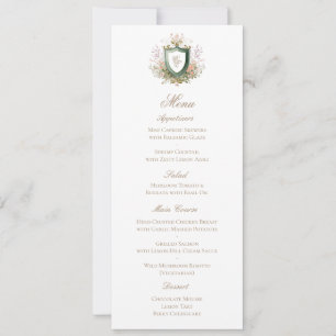 Klassieke bloemige monogram wapenschild trouw menu