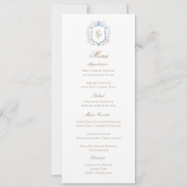Klassieke bloemige monogram wapenschild trouw menu
