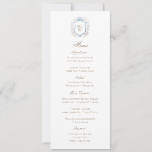 Klassieke bloemige monogram wapenschild trouw menu