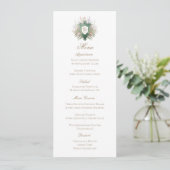 Klassieke bloemige monogram wapenschild trouwmenu  save the date (Staand voorkant)