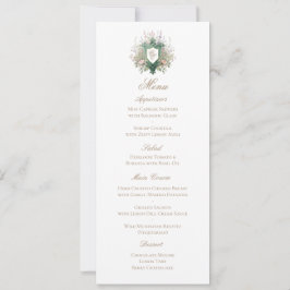 Klassieke bloemige monogram wapenschild trouwmenu  save the date
