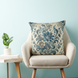 Klassieke bloemige sfeer blauw elegant kussen