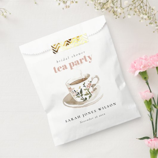 Klassieke bloemige theekop bruidsdouche theepartij bedankzakje (Gezegeld)