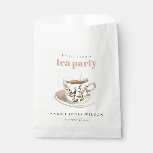 Klassieke bloemige theekop bruidsdouche theepartij bedankzakje (Voorkant)