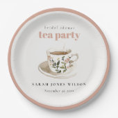 Klassieke bloemige theekop bruidsshower theepartij papieren bordje (Voorkant)