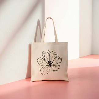 Klassieke Bloemlijn Tekening Tote Bag