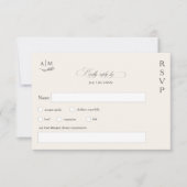 Klassieke bloemmonogram grijze ivoorbruiloft RSVP kaartje (Voorkant)