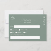 Klassieke bloemmonogram groene bruiloft RSVP kaartje (Voorkant)