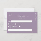 Klassieke bloemmonogram paarse bruiloft RSVP kaartje (Voorkant)