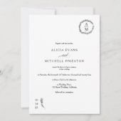 Klassieke bloemmonogram zwarte bruiloft foto kaart (Voorkant)