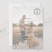 Klassieke bloemmonogram zwarte trouwfoto kaart (Voorkant)