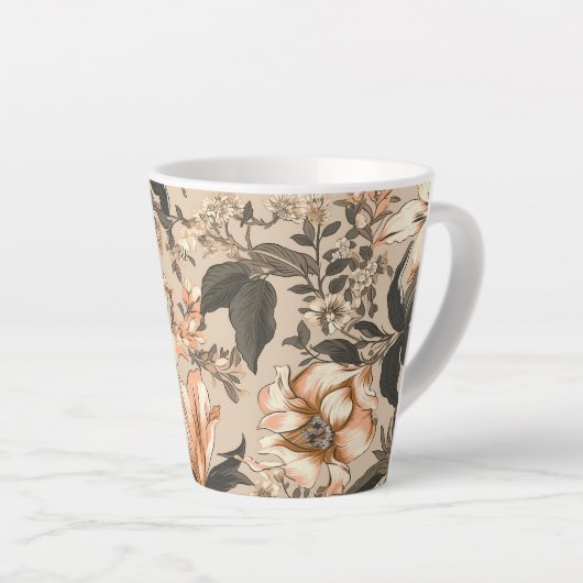 Klassieke Bloemmotief Latte Mok (Rechterhoek)