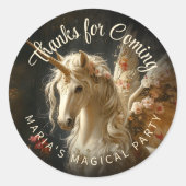 Klassieke bloemrijke bosfee- eenhoorn kantoorartik ronde sticker (Voorkant)