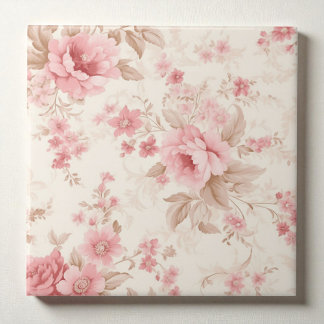 Klassieke Bloemrijke Roze Roos Tegeltje