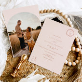 Klassieke bloemroze monogram bruiloft folie uitnodiging