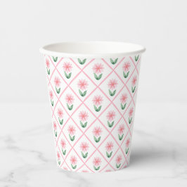 Klassieke bloemstijlprint met kleine roze bloemen papieren bekers