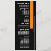 Klassieke Blok Kleur, Restaurant Slimline Menu (Achterkant)