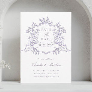 Klassieke Bloom Garden Lavendel Bruiloft  Save The Date