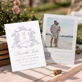 Klassieke Bloom Garden Lavendel Trouwfoto  Save The Date