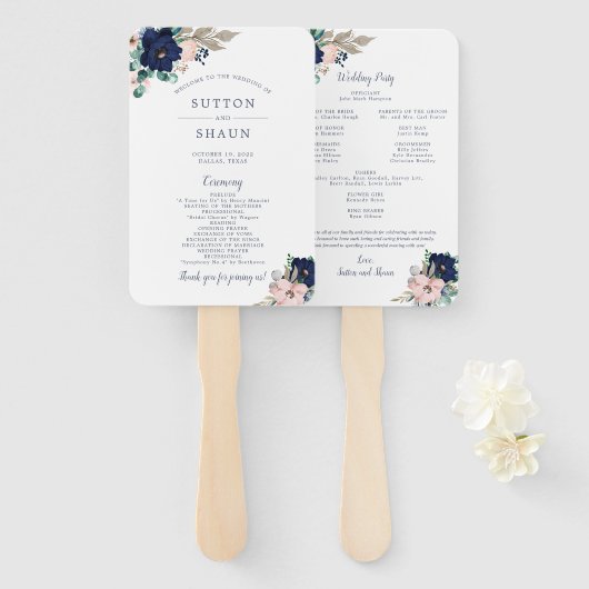 Klassieke Bloom Trouwprogramma Fan Handwaaier (Voorkant en achterkant)