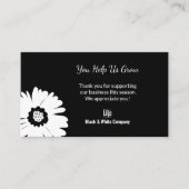 Klassieke Bloom Zwart & Wit Lente Bedankt Visitekaartje (Voorkant)