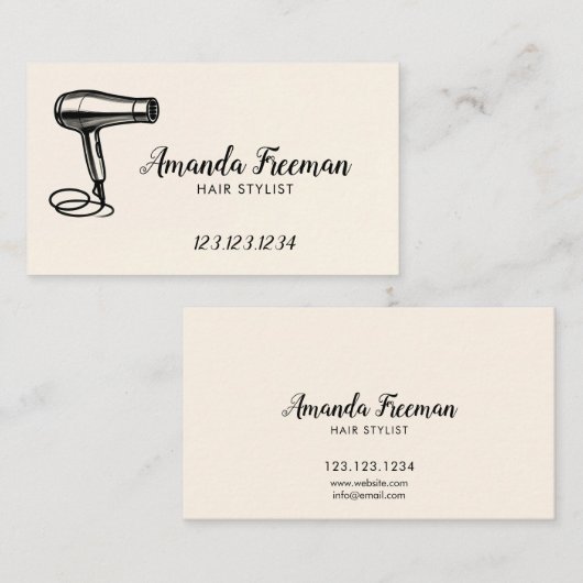 Klassieke Blow Dryer Elegant Hair Stylist Visitekaartje (Voorkant / Achterkant)