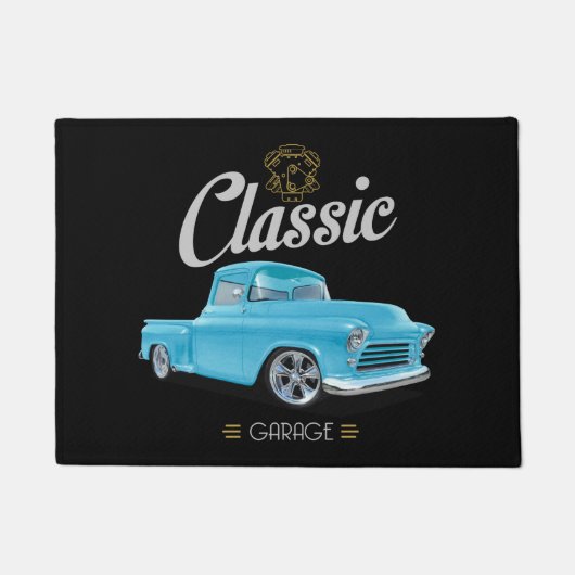 Klassieke Blue American Truck Garage Deurmat (Voorkant)