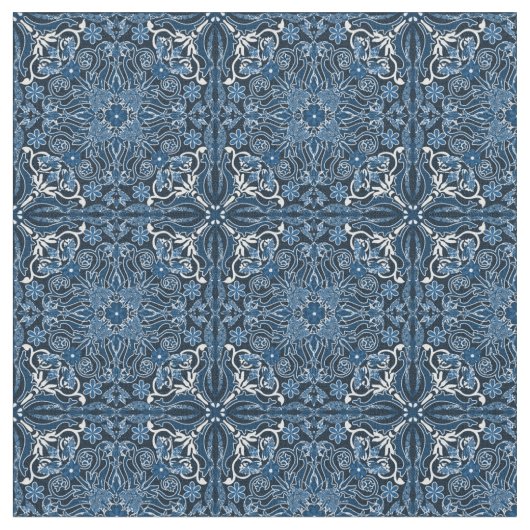 Klassieke Blue Boho Tegels Stof (Close Up)