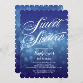 Klassieke Blue Bokeh Lights Sweet 16th Birthday Kaart (Voorkant / Achterkant)