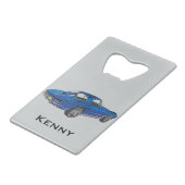 Klassieke Blue Corvette Design Bottle Open Creditkaart Flessenopener (Voorkant Gekanteld)