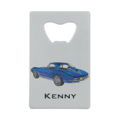 Klassieke Blue Corvette Design Bottle Open Creditkaart Flessenopener (Achterkant)