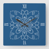 Klassieke Blue Crochet Chart Square Wall klok (Voorkant)