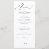 Klassieke Blue Elegant Navy White Calligraphy Menu (Voorkant)