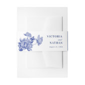 Klassieke Blue en White Floral Wedding Invitation Uitnodigingen Wikkel (Voorkant Voorbeeld)