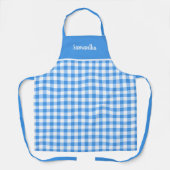 Klassieke Blue en White Gingham Name Persoonlijk Schort (Voorkant)