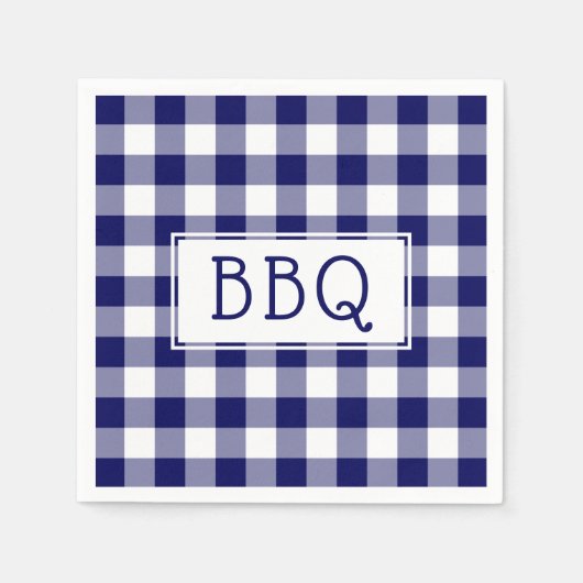 Klassieke Blue en White Gingham Pattern BBQ Party Servet (Voorkant)