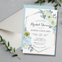 Klassieke Blue Floral Bridal Shower Invitation Pos