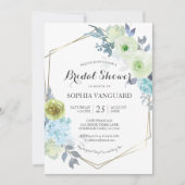 Klassieke Blue Floral Bridal Shower Invitation Pos Kaart (Voorkant)