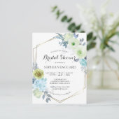 Klassieke Blue Floral Bridal Shower-uitnodiging Briefkaart (Staand voorkant)