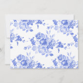 Klassieke Blue Floral Script Weddenschap Save the Date (Achterkant)
