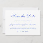 Klassieke Blue Floral Script Weddenschap Save the Save The Date (Voorkant)