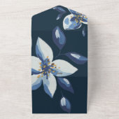 Klassieke Blue Floral Wedding All In One Uitnodiging (Buitenkant)