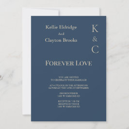 Klassieke Blue Forever Love Wedding Invitation Kaart
