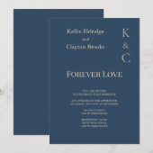 Klassieke Blue Forever Love Wedding Invitation Kaart (Voorkant / Achterkant)