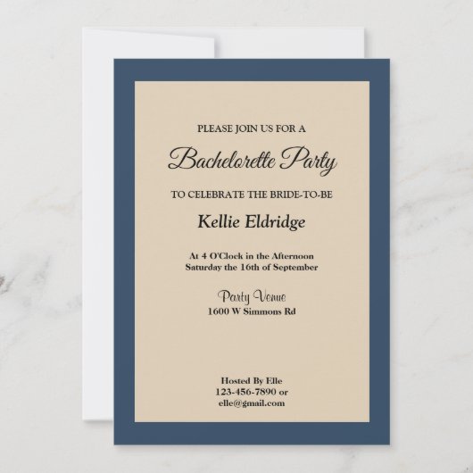 Klassieke Blue Framed Bachelorette Party uitnodigi Kaart (Voorkant)