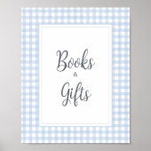 Klassieke Blue Gingham Boeken en Geschenken Poster (Voorkant)